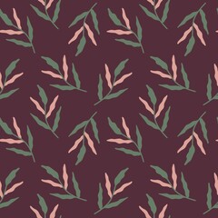 Seamless pattern of flowers on a purple background