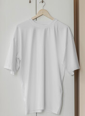 White t-shirt on wooden hanger ready for your own graphics