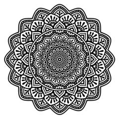 Ornamental luxury mandala pattern. Black complex doodle mandala on a transparent background, for printable coloring