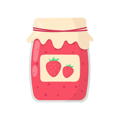 Homemade strawberry jam isolated on white background. Vector illustration
