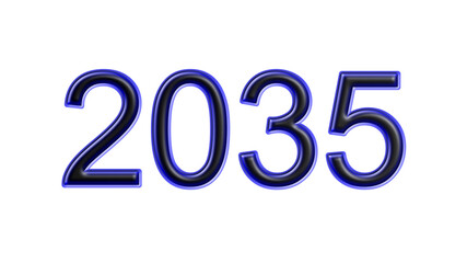 blue 2035 number 3d effect white background