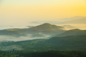 sunrise in the mountains of morning