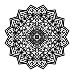 Ornamental luxury mandala pattern. Black complex doodle mandala on a transparent background, for printable coloring