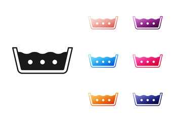 Black Washing under 50 degrees celsius icon isolated on white background. Temperature wash. Set icons colorful. Vector