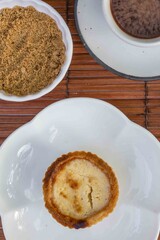 Egg Tart on Wooden Background