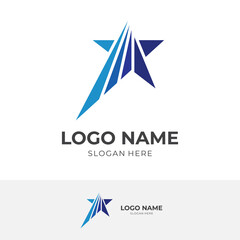 Obraz premium star logo vector with flat blue color style