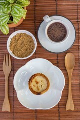 Egg Tart on Wooden Background
