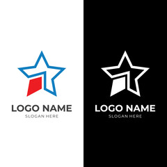 Obraz premium star space logo design with flat blue and red color style