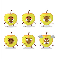 Slice of peach cartoon character with various angry expressions