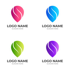 pin logo template with flat colorful style
