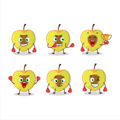 A sporty slice of peach boxing athlete cartoon mascot design