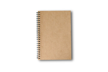 Brown cover notebook on white background.