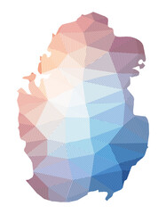 Map of Qatar. Low poly illustration of the country. Geometric design with stripes. Technology, internet, network concept. Vector illustration.
