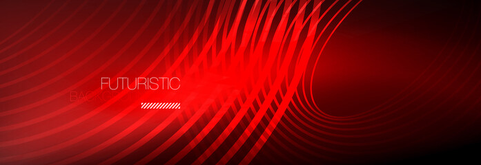 Dark abstract background with glowing neon circles. Trendy layout template for business or technology presentation, internet poster or web brochure cover, wallpaper