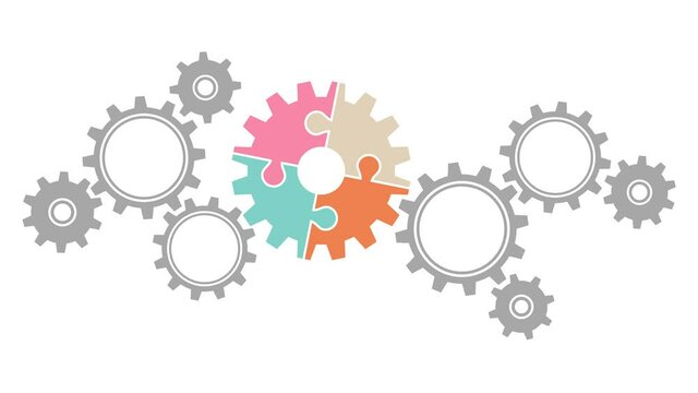 Video Drehende Zahnr&auml;der Gro&szlig; Und Klein Puzzle Retrofarben