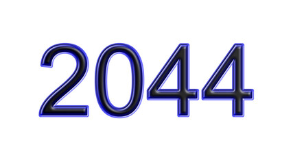 blue 2044 number 3d effect white background