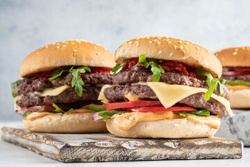 fresh tasty burger on a white background