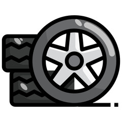 Fototapeta premium Car Service_tire filled outline icon,linear,outline,graphic,illustration