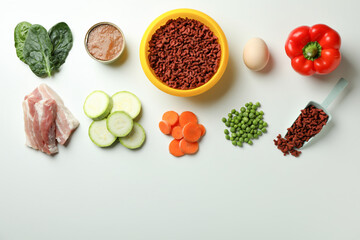Concept of organic pet food on white background