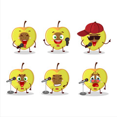 A Cute Cartoon design concept of slice of peach singing a famous song