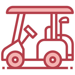 Golf Elements_Golf cart red line icon,linear,outline,graphic,illustration