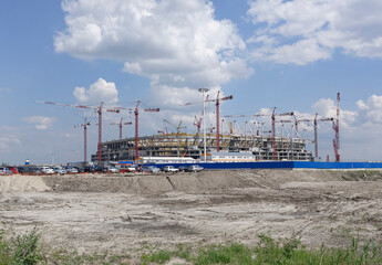 Obraz premium Construction of a football stadium in Rostov-on-Don