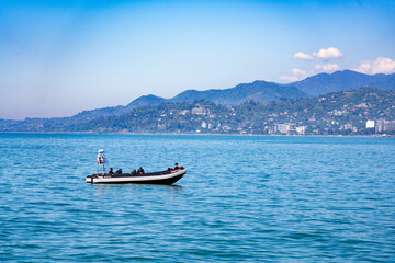 Batumi, Georgia - June 13, 2021: Rescue boat at sea