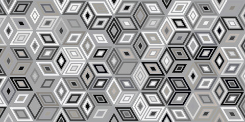 Abstract geometric seamless pattern elegant of gray. Background 3d hexagon shape design for carpet,wallpaper,clothing,wrapping,batik,fabric