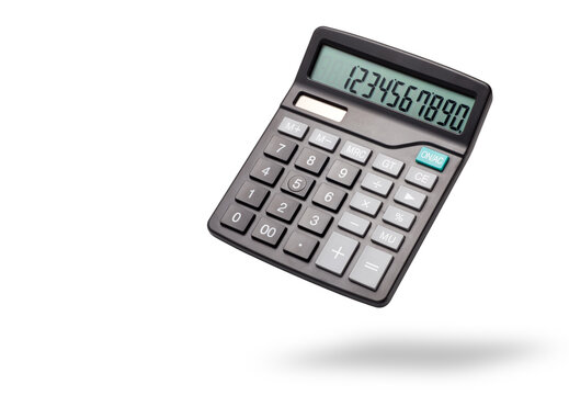 black calculator isolated on white background