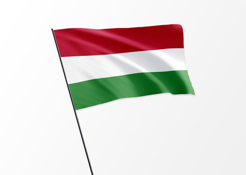 Hungary flag flying high in the isolated background Hungary independence day
