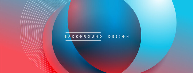 Gradient circles with shadows. Vector techno abstract background. Modern overlapping forms wallpaper background, design template