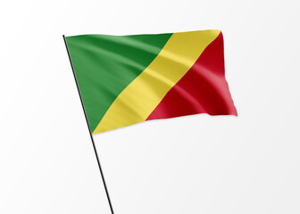 Republic of Congo flag flying high in the isolated background republic of Congo independence day