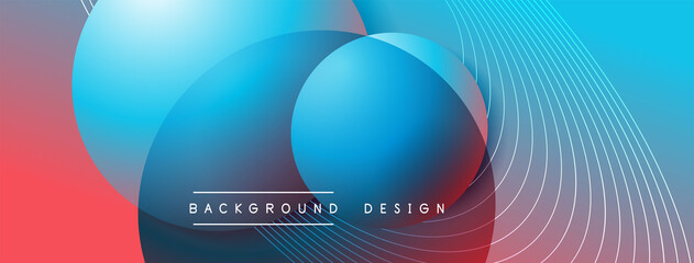Gradient circles with shadows. Vector techno abstract background. Modern overlapping forms wallpaper background, design template