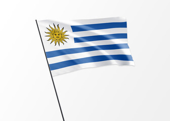 Uruguay flag flying high in the isolated background Uruguay independence day
