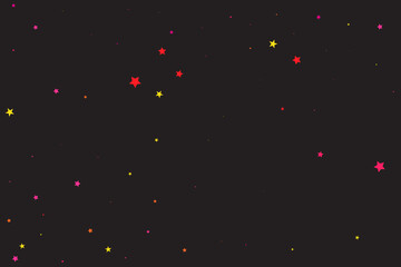 Colorful Stars Anniversary. Golden Confetti Banner. Red Starry Holiday. Pink Texture Modern. Sparkling Greeting. Celebration Invitation. Glitter Modern. Falling Banner