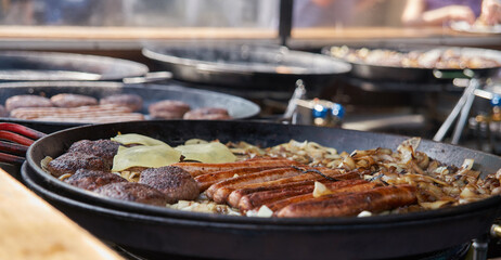 sausages in a pan