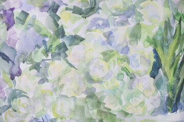 Calm background. Naturalness concept. Abstract globeflowers wallpaper. Pastel colors green shades texture.