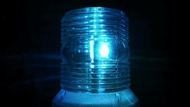Blue Safety Light Flashing In The Dark