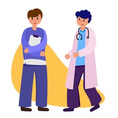 A doctor, a medical worker in work clothes. Fighting covid-19 viruses. vector illustration