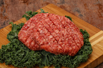 Raw beef burger cutlet for cooking