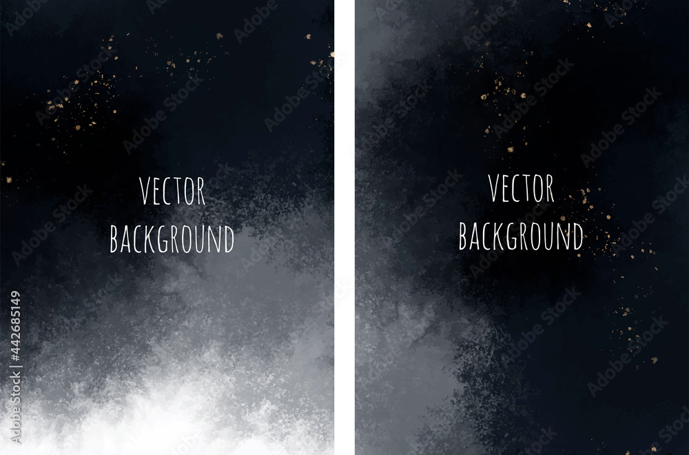 Wall mural set of vector watercolour universal backgrounds with glitter and copy space for text