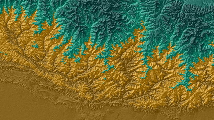 Deep Forest and Leather Brown Digital Elevation Model in Nepal and North of India