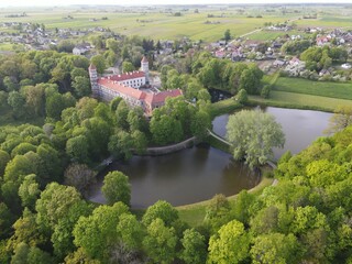 Fototapeta na wymiar Aerial view of Panemune castle in Jurbarkas district, a popular tourist destination in Lithuania