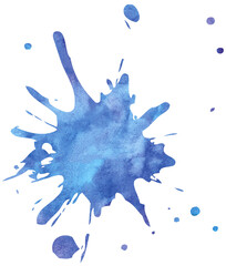 Watercolor splash spot blue hand drawn