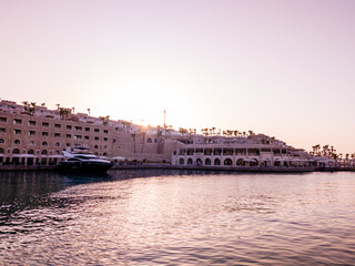 Naklejka premium Sunset on the bay of Albatros Citadel, Hurghada
