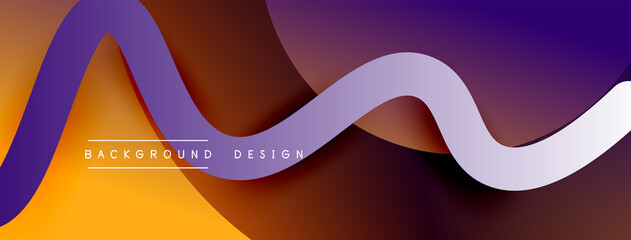 Abstract gradient background with wave line with shadow effect. Geometric composition. 3D shadow effects and fluid gradients