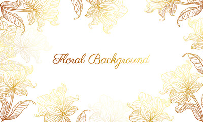 hand drawn golden floral background