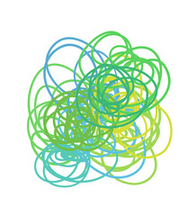 Colorful tangled on white. Chaos pattern. Scribble sketch. Bright background with array of lines. Intricate chaotic texture. Art creation. Print for polygraphy, posters and t-shirts