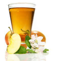 Apple Juice on white Background - Isolated copy space