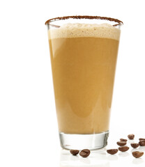 Coffee Milkshake on white Background - Isolated copy space